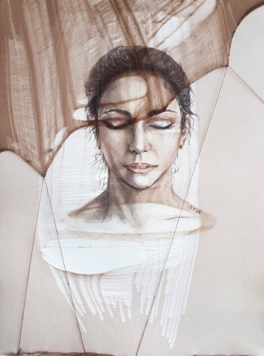 Peinture intitulée "Voilette (Aurélie)" par Settimia Taroux, Œuvre d'art originale, Aquarelle