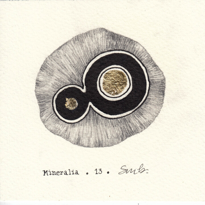 Zeichnungen mit dem Titel "Mineralia • 13" von Séverine Bourgeois, Original-Kunstwerk, Graphit