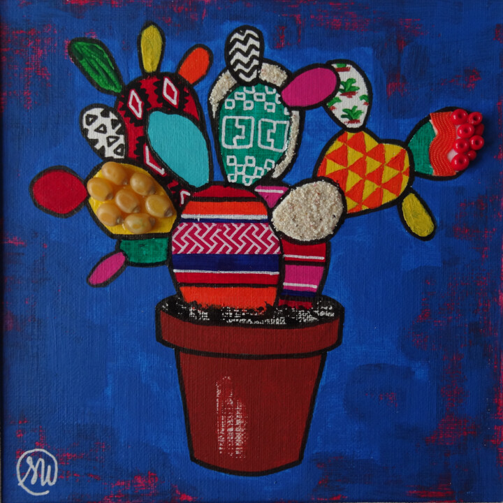 Collages titled "Cactus mexicain 3D…" by Séverine Piques (WOERLY), Original Artwork, Acrylic