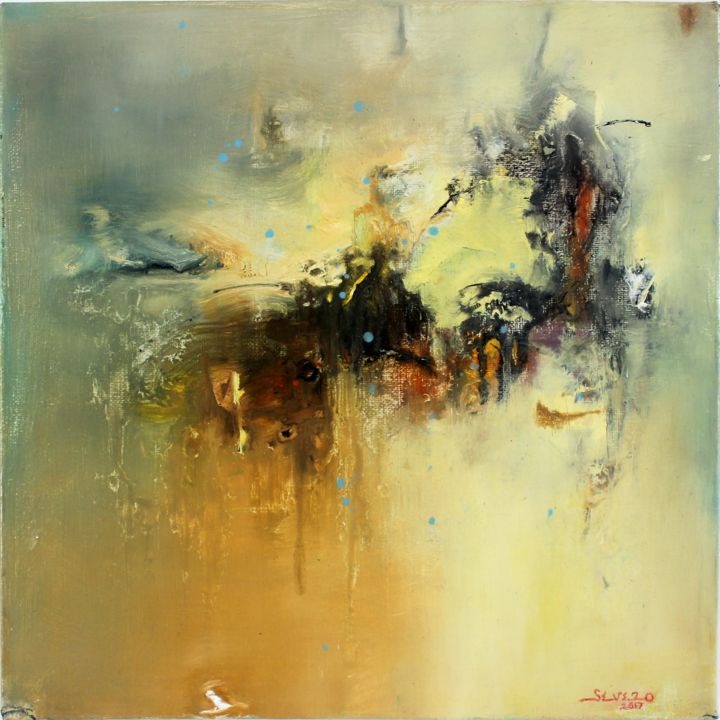 Painting titled "Jaune 2" by Severo Sanchez Alvarez (Severo), Original Artwork, Oil