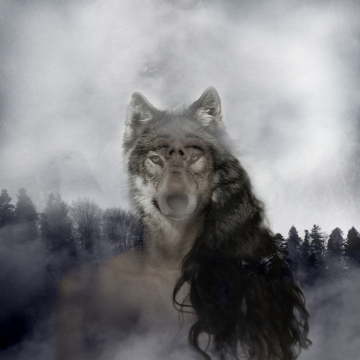 「like-a-wolf.jpg」というタイトルのデジタルアーツ Sevi Spanouによって, オリジナルのアートワーク, 写真モンタージュ