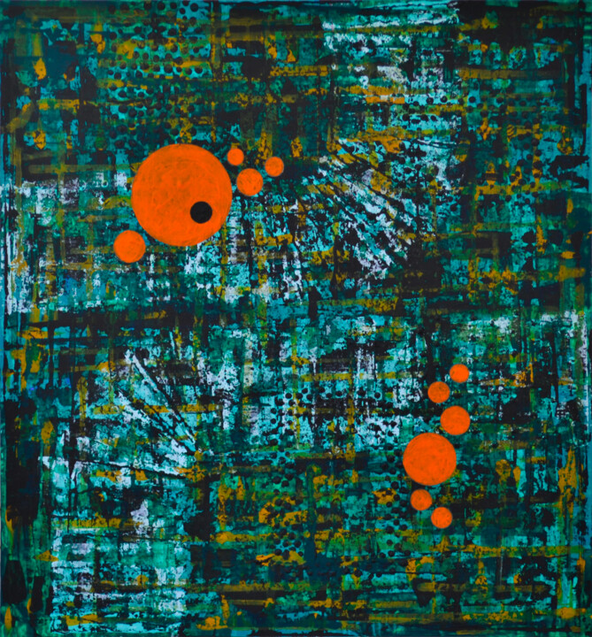 Painting titled "Colorful Spots (118)" by Sevil Ahmadian, Original Artwork, Acrylic