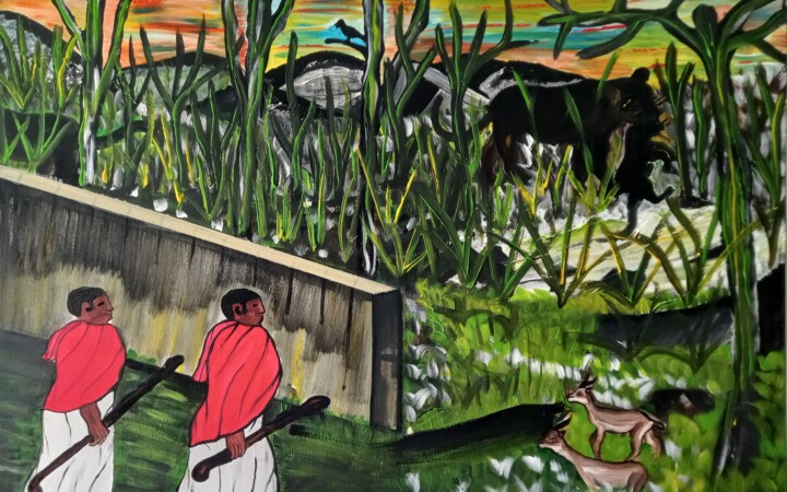Peinture intitulée "La Collaboration en…" par Angelo Hossou Zoffoun, Œuvre d'art originale, Acrylique