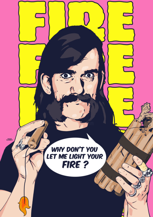Tekening getiteld "Lemmy - Fire Fire" door Sexy Rabbit, Origineel Kunstwerk, Digitale fotografie