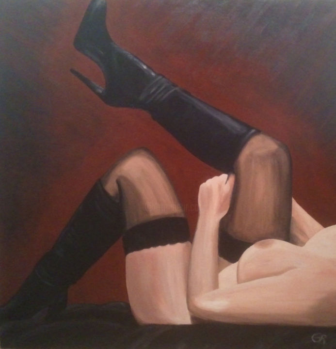 Pintura titulada "peinture sexy selfi…" por Giovanna Riz, Obra de arte original, Oleo