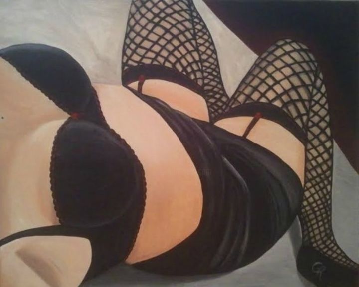 Peinture intitulée "peinture sexy selfi…" par Giovanna Riz, Œuvre d'art originale, Huile