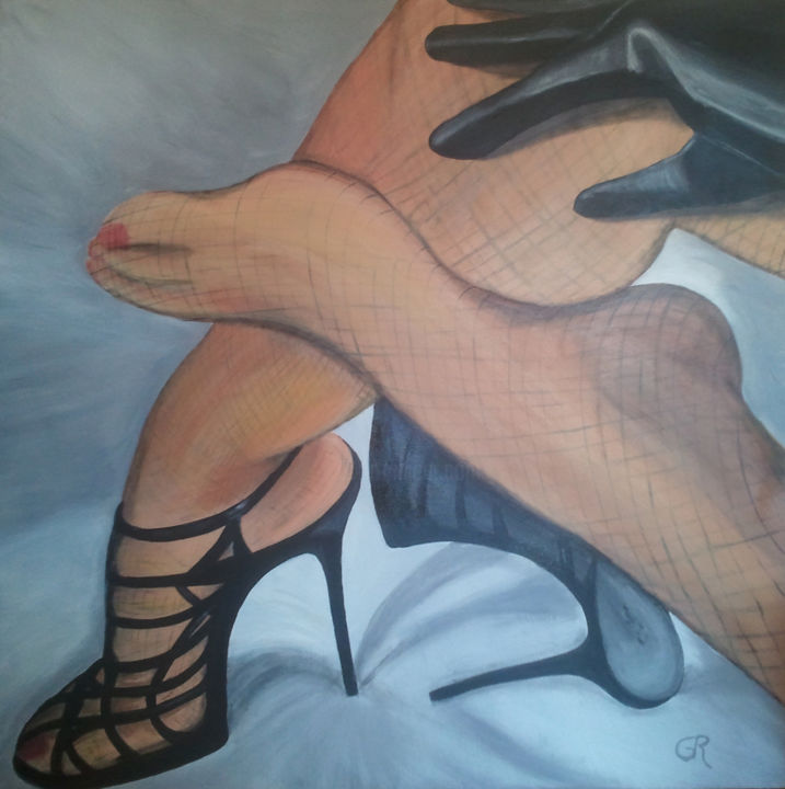 Peinture intitulée "peinture sexy selfi…" par Giovanna Riz, Œuvre d'art originale, Huile