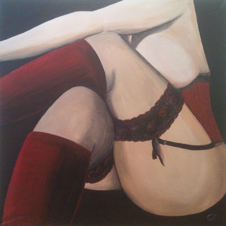 Painting titled "peinture sexy selfi…" by Giovanna Riz, Original Artwork, Oil