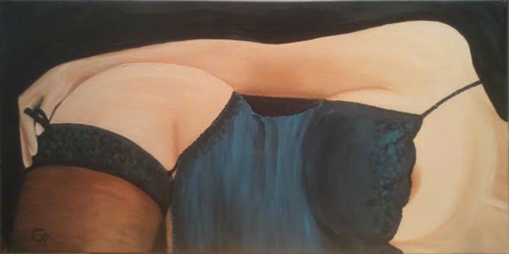 Pintura titulada "peinture sexy selfi…" por Giovanna Riz, Obra de arte original, Oleo