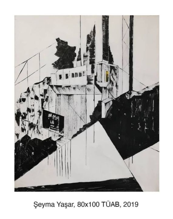 Tekening getiteld "Bağlantılar I" door Şeyma Yaşar, Origineel Kunstwerk, Acryl Gemonteerd op Houten paneel