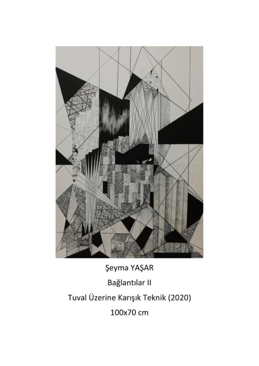 Dessin intitulée "Bağlantılar II" par Şeyma Yaşar, Œuvre d'art originale, Acrylique