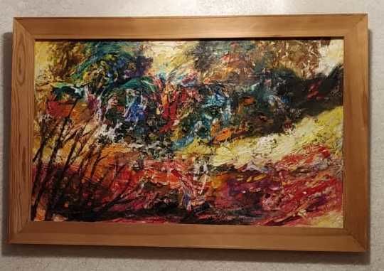 Картина под названием "Бугристая Осень" - Artersvarovski, Подлинное произведение искусства, Масло