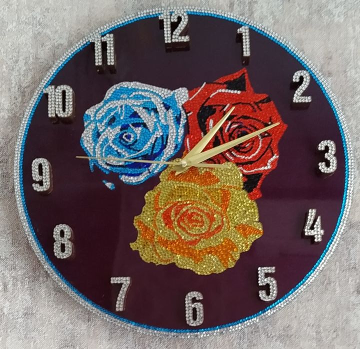 "Часы "Розы"" başlıklı Kolaj Artersvarovski tarafından, Orijinal sanat, Kolaj