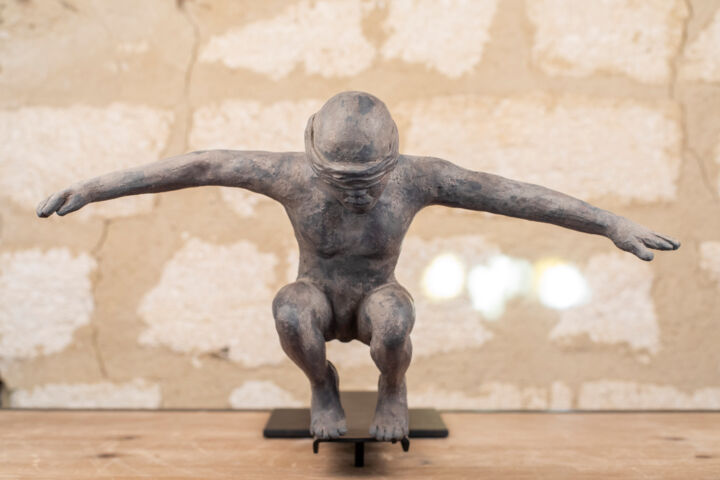 Escultura intitulada "Plongeon vers l'inc…" por Seys Sculpture, Obras de arte originais, Terracota