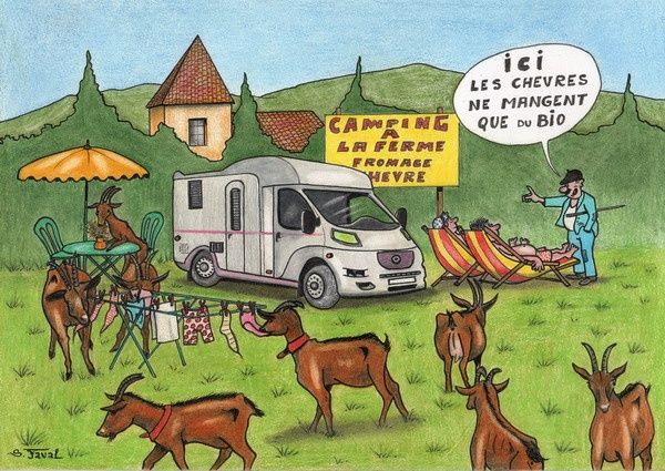 Drawing titled "Camping-car et chèv…" by Sfaval, Original Artwork, Other