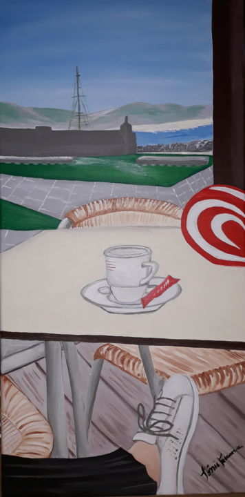 Pintura intitulada "Aquele café" por Sónia Ferreira, Obras de arte originais, Acrílico