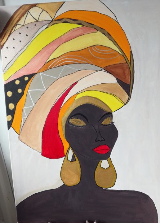 Peinture intitulée "Série STYL'AFRIQUE14" par Sandrine Fiacre, Œuvre d'art originale, Acrylique
