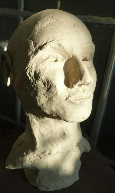 Sculpture titled "le sévère" by Stephane Flouriot, Original Artwork, Terra cotta