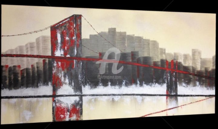 Pittura intitolato "The Red Bridge" da S.Gerber, Opera d'arte originale, Acrilico