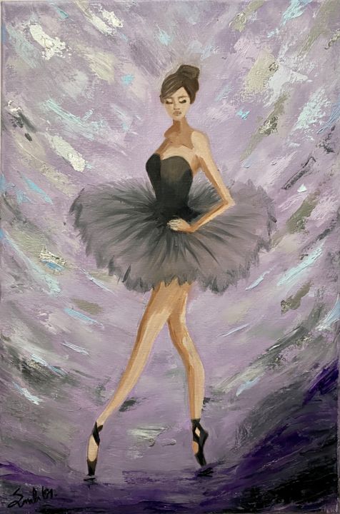 Schilderij getiteld "Lavender Odile" door Sarah Ginidy, Origineel Kunstwerk, Olie