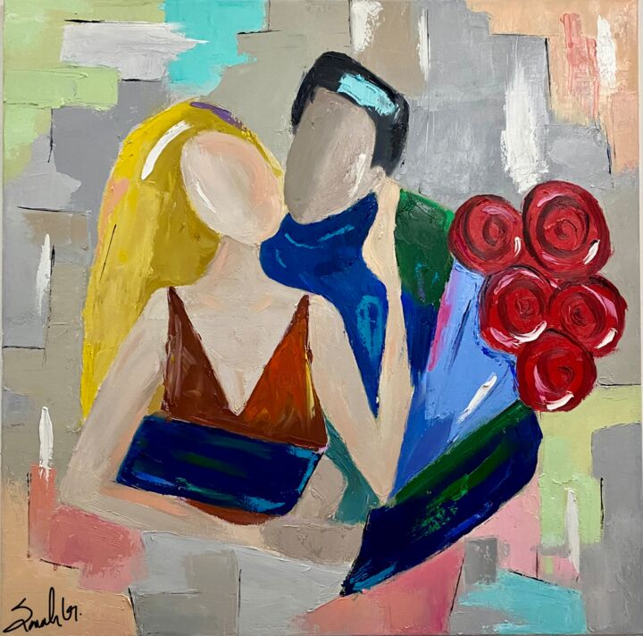 Painting titled "Happy anniversary" by Sarah Ginidy, Original Artwork, Oil