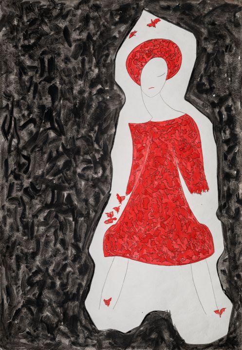 Картина под названием "Chanel`s Scissors 2…" - Svetlana Golovina, Подлинное произведение искусства, Акварель