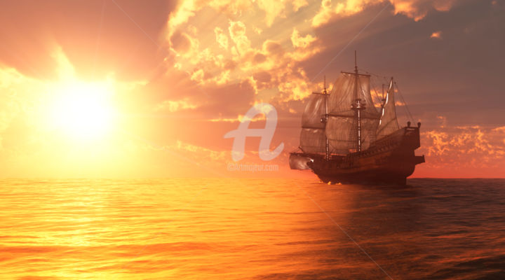 Digital Arts titled "To distant shores." by Vladislav Skornyakov, Original Artwork, 3D Modeling