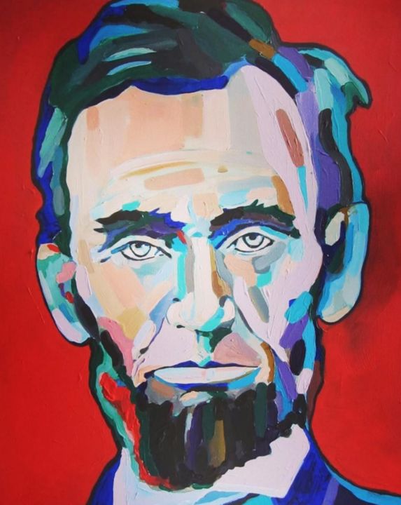 Painting titled "Abraham Lincoln" by Shadon Bindraban, Original Artwork, Acrylic