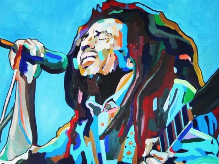 Peinture intitulée "Bob Marley king of…" par Shadon Bindraban, Œuvre d'art originale, Acrylique