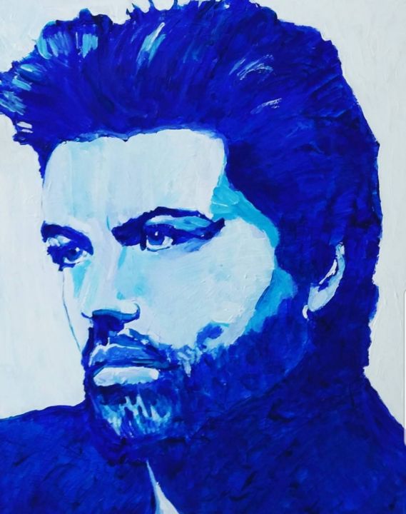 Painting titled "George Michael" by Shadon Bindraban, Original Artwork, Acrylic