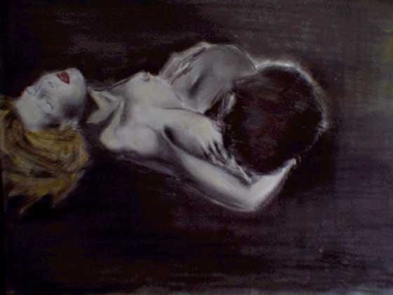Картина под названием "Couple enlacé" - Shadowliber, Подлинное произведение искусства, Масло
