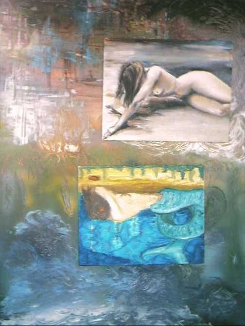 Картина под названием "Entre deux eaux" - Shadowliber, Подлинное произведение искусства, Масло