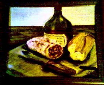 Painting titled "Pain vin et sauciss…" by Shadowmoon, Original Artwork