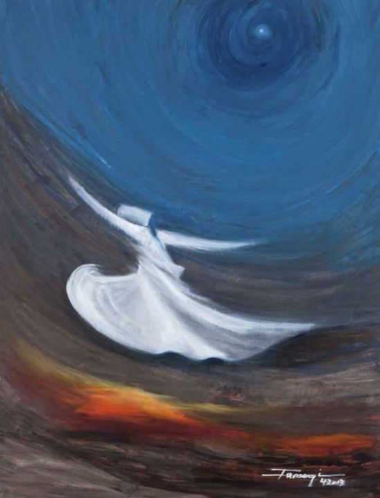 Картина под названием "Whirling Dervishes20" - Shafique Farooqi, Подлинное произведение искусства, Масло