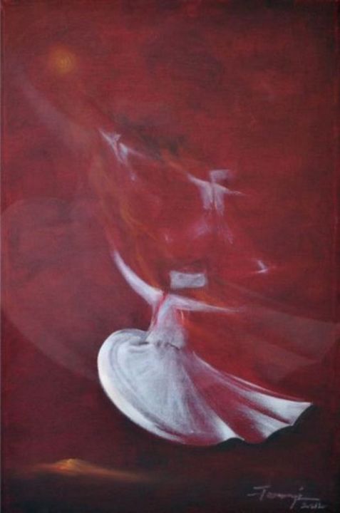 Painting titled "Whirling Dervishes24" by Shafique Farooqi, Original Artwork, Oil