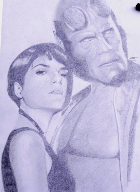 Dessin intitulée "hellboy" par Shaggy, Œuvre d'art originale, Autre