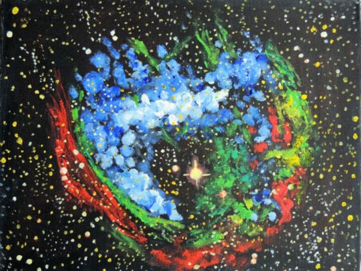 Painting titled "Death of a Star" by Shahid Zuberi, Original Artwork, Acrylic
