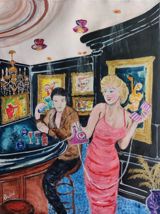 Peinture intitulée "Marilyn Monroe and…" par Shahid Zuberi, Œuvre d'art originale, Acrylique