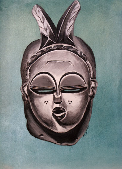 Peinture intitulée "Masque N°13" par Shahnaz Rahimian, Œuvre d'art originale