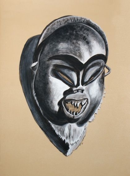 Peinture intitulée "Masque N°15" par Shahnaz Rahimian, Œuvre d'art originale