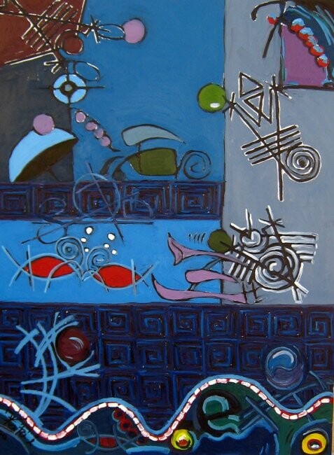 Painting titled "The blue scorpoion" by Shahram Kafai, Original Artwork, Oil