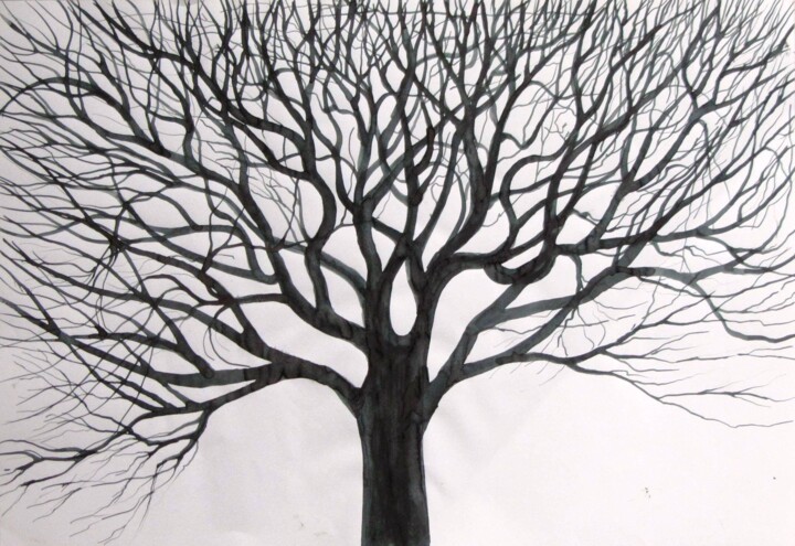 Σχέδιο με τίτλο "Tree No. 1" από Shahriar Aghakhani, Αυθεντικά έργα τέχνης, Μελάνι