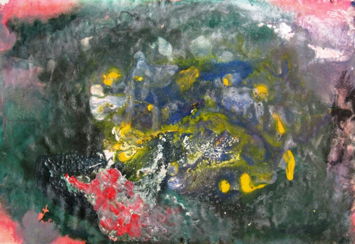 Painting titled "Abstract No. 413" by Shahriar Aghakhani, Original Artwork, Watercolor