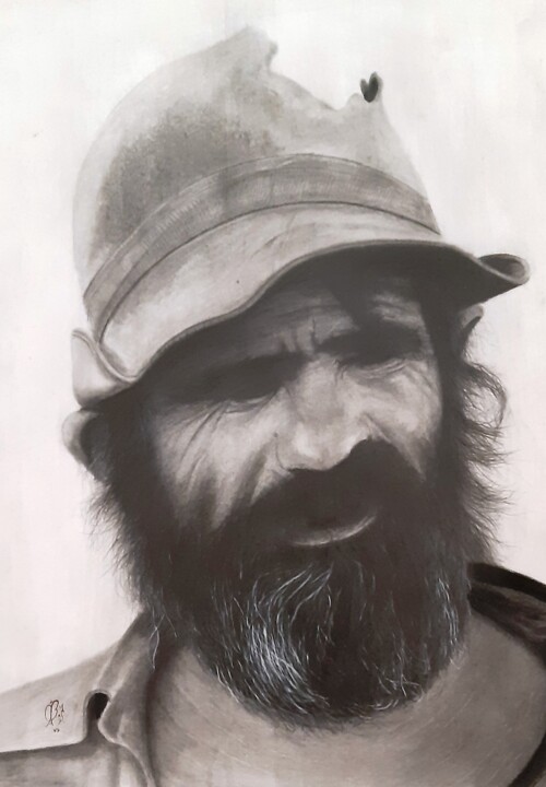 Drawing titled "An old man" by Shahriar Aghakhani, Original Artwork, Pencil