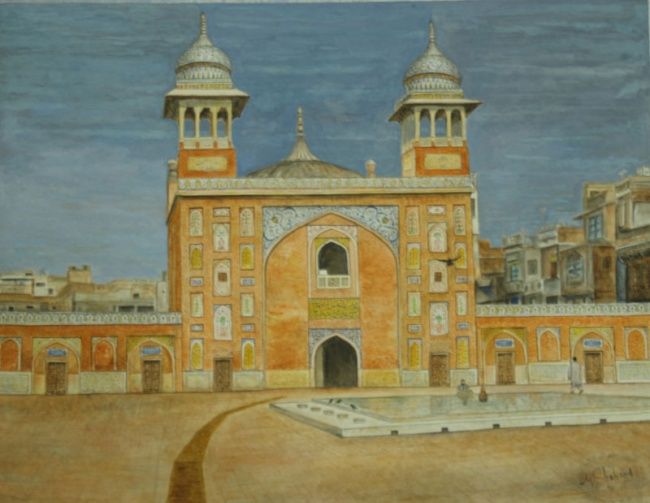 Painting titled "Old mosque of old c…" by Shahzad Siddique, Original Artwork