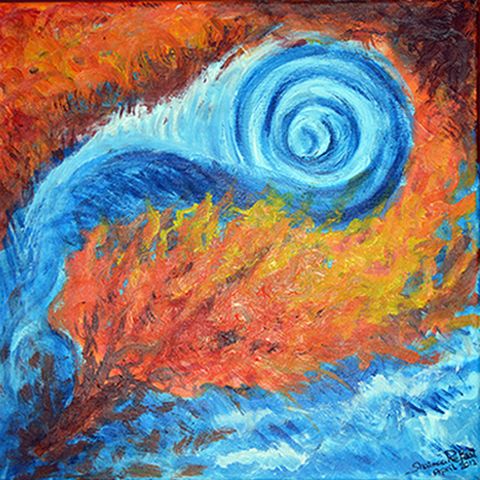 Painting titled "waveinfire.png" by Shaimaa Refaat, Original Artwork, Acrylic