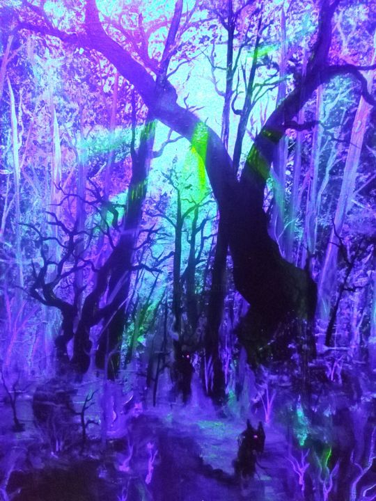 Pintura titulada "Bosque de los suspi…" por Elxfin, Obra de arte original, Oleo
