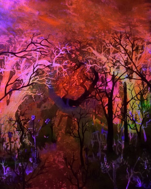 Pintura titulada "Bosque de los suspi…" por Elxfin, Obra de arte original, Oleo