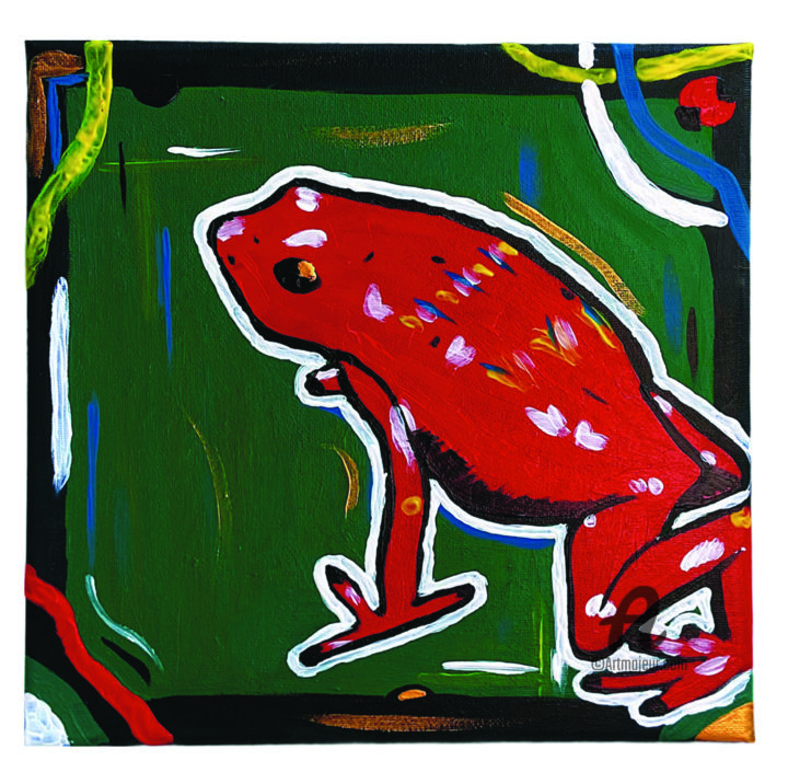 Painting titled "Poison Frog" by Meruyert Shakeyeva, Original Artwork, Acrylic