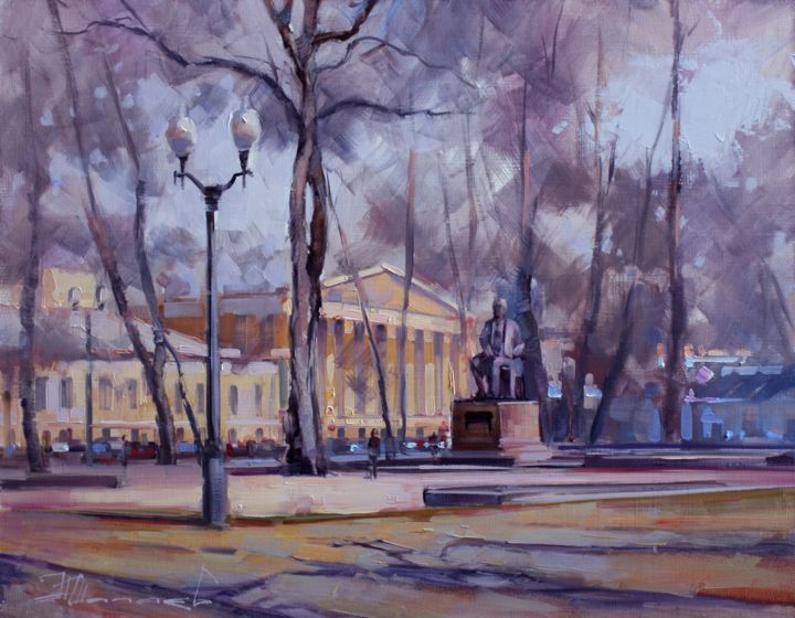 Painting titled "«The autumn plein a…" by Shalaev Alexey, Original Artwork, Oil